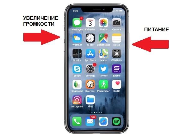 Как сделать скриншот экрана на iPhone X (10)?