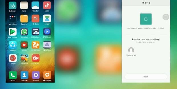окно Mi Drop на Xiaomi Redmi